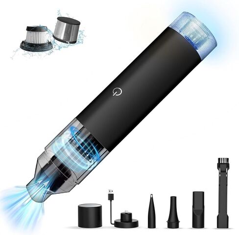 Handheld Vacuum Cordless, Car Vacuum Cleaner Rechargeable, Extendable Portable Hand Vacuum 12000Pa Suction Power 25 min Long Runtime with 2 in 1 Crevice Tool Floor Brush for Home Car Hardwood Floor in Saudi Arabia