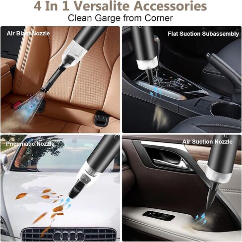Handheld Vacuum Cordless, Car Vacuum Cleaner Rechargeable, Extendable Portable Hand Vacuum 12000Pa Suction Power 25 min Long Runtime with 2 in 1 Crevice Tool Floor Brush for Home Car Hardwood Floor in Saudi Arabia