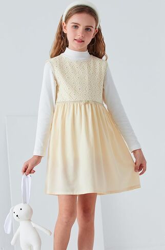 Girls Elegant Lace Dress Loose Formal Dress for Party Wedding Birthday Church 6-12 Years Old in Kuwait