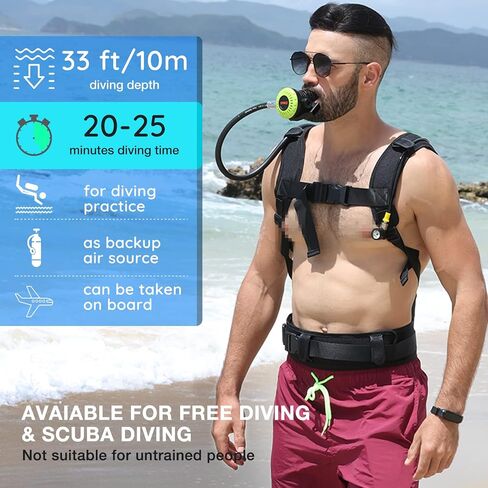 خزان SMACO Mini Scuba Tank سعة 1.9 لتر للغوص في المياه الضحلة، أسطوانة غوص من الألومنيوم 25 دقيقة من وقت الغوص لممارسة الغوص/العمليات تحت الماء/مصدر هواء احتياطي in Saudi Arabia