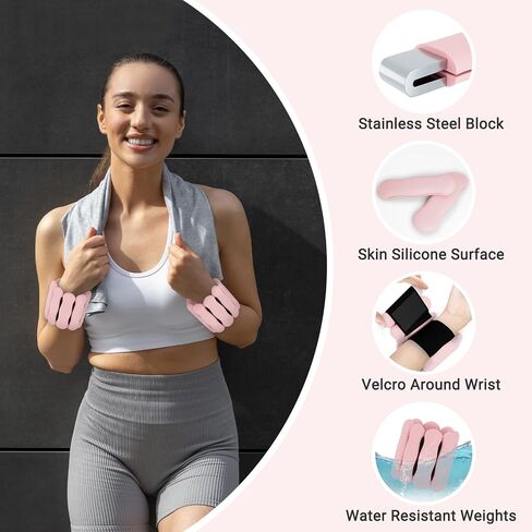 Adjustable Ankle Weights for Women Men Kids,Weighted Pilates Wrist Weights Set for Walking Running,1 Pair (1Lb Each) Silicone Arm & Leg Weight for Gym Fitness Swimming Yoga Dance Physical Therapy in Saudi Arabia