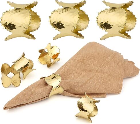 Napkin Ring Holders, Napkin Rings, Napkin Rings Set of 12, Napkin Ring Holders for Cloth Napkins, Round Serviette Rings, Napkin Ring Set, Napkin Ring Bulk - Gold in Kuwait