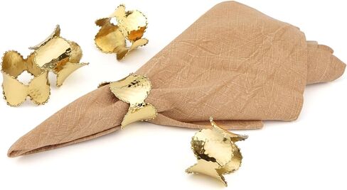 Napkin Ring Holders, Napkin Rings, Napkin Rings Set of 12, Napkin Ring Holders for Cloth Napkins, Round Serviette Rings, Napkin Ring Set, Napkin Ring Bulk - Gold in Kuwait