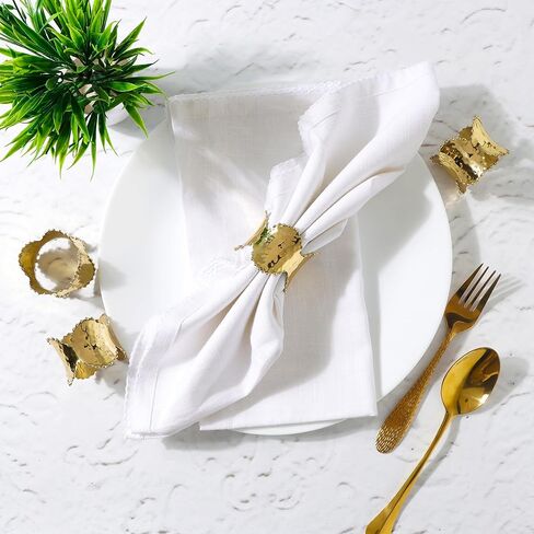Napkin Ring Holders, Napkin Rings, Napkin Rings Set of 12, Napkin Ring Holders for Cloth Napkins, Round Serviette Rings, Napkin Ring Set, Napkin Ring Bulk - Gold in Kuwait
