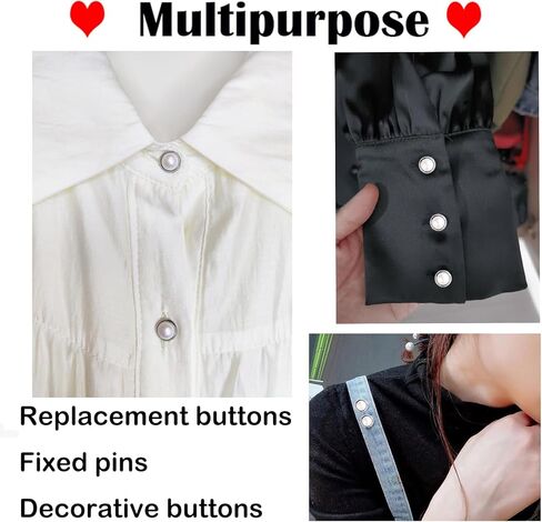 6 قطع صغيرة بدون خياطة باللون الأسود، دبابيس بروش لتغطية الأزرار، قابلة للفصل، قابلة لإعادة الاستخدام، متعددة الأغراض للملابس (10 ملم) in Kuwait