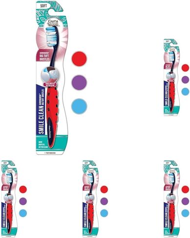 GuruNanda Smile Clean Toothbrush - Soft Bristles - Helps Clean Plaque, Whitens Teeth, and Aids in Fresh Breath – BPA-Free Brush for Adults & Kids - 1 Count in Kuwait