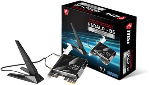 MSI Herald-BE NCM865 WI-FI 7 (Wi-Fi 7، 802.11BE، Bluetooth 5.4، PCIe، تقنية التشغيل متعدد الوصلات، هوائي خارجي) in Saudi Arabia
