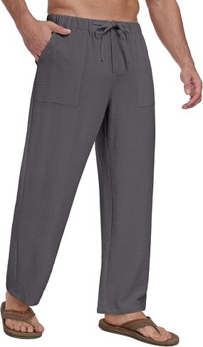 Sailwind Men's Casual Pants Elastic Waist Drawstring Beach Summer Pants Lightweight Trousers Yoga with Pockets in Saudi Arabia
