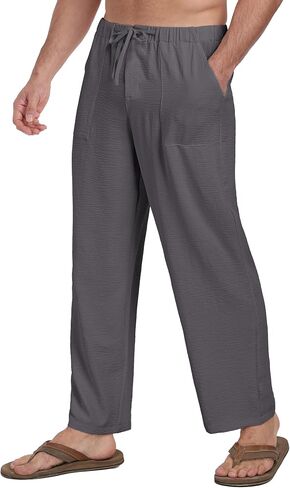 Sailwind Men's Casual Pants Elastic Waist Drawstring Beach Summer Pants Lightweight Trousers Yoga with Pockets in Saudi Arabia