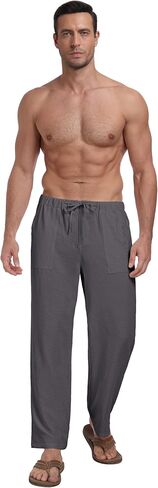 Sailwind Men's Casual Pants Elastic Waist Drawstring Beach Summer Pants Lightweight Trousers Yoga with Pockets in Saudi Arabia