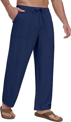 Sailwind Men's Casual Pants Elastic Waist Drawstring Beach Summer Pants Lightweight Trousers Yoga with Pockets in Saudi Arabia