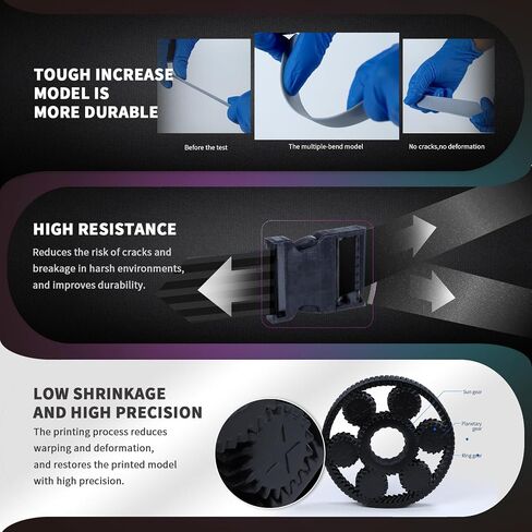 ABS Like 3D Printer Resin2.0, 405nm UV Curing 3D Printing Liquid Standard Photopolymer Resin for LCD DLP Resin 3D Printers Non-Brittle High Precision Enhanced Strength and Toughness in Saudi Arabia