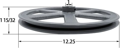 AK124-1، AK124X1 v بكرة الحزام، 12.25 بوصة OD 1 بوصة تتحمل، مادة حديد الزهر، بكرة محرك أخدود واحد AK للأحزمة "4L" أو "A" أو "3L" in Saudi Arabia