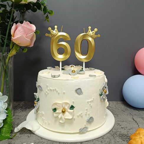 شموع عيد الميلاد الثلاثين للكعكة تصميم تاج ثلاثي الأبعاد رقم 30 زينة علوية للاحتفالات (ذهبي-3D-كراون-30، 3D-كراون) in Kuwait