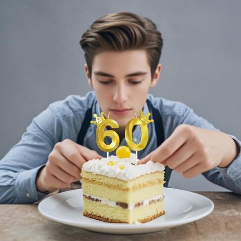 شموع عيد الميلاد الثلاثين للكعكة تصميم تاج ثلاثي الأبعاد رقم 30 زينة علوية للاحتفالات (ذهبي-3D-كراون-30، 3D-كراون) in Kuwait