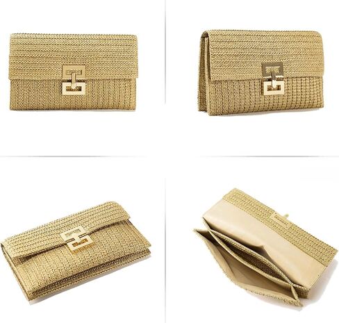 Liadreem Straw Clutch Purse for Women Wicker Rattan Cluth Evening Handbag Beach Shoulder Bag for Vacation, Wedding, Colorful in Saudi Arabia