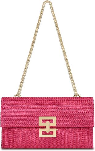 Liadreem Straw Clutch Purse for Women Wicker Rattan Cluth Evening Handbag Beach Shoulder Bag for Vacation, Wedding, Colorful in Saudi Arabia