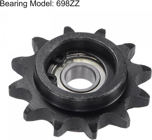 uxcell Chain Idler Sprocket, 8mm Bore 3/8" Pitch 12 Tooth Tensioner, Black Oxide Finish C45 Carbon Steel with Insert Single Bearing for ISO 06B Chains in Saudi Arabia
