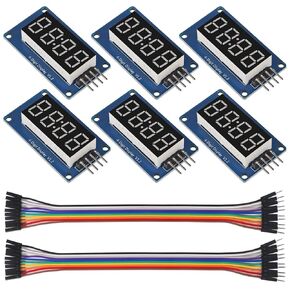 6pcs 4 Digit 7 Segment Digital Tube LED Display Board and Cable kit