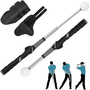 Retractable Golf Swing Training Aid,Rhythmic Golf Training Aid, Golf Grip Trainer with Golf Swing Alignment Armband for Strength and Rhythm Training,Golf Accessories for Men