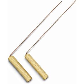 Copper Dowsing Rods - Wooden Handle - 2PCS Divining Rods - Detect Water, Metals, Treasure, Lost Objects, Spirits, Etc. - L-Shaped Rods, Purplish Red