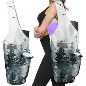 Yoga Mat Bag - Large Opening Long Tote Yoga Mat Carrier Holder Bag with Waterproof Wet Zipper Pocket and Drawstring Water Bottle Pocket - Yoga Bag Fit Most Size Mats