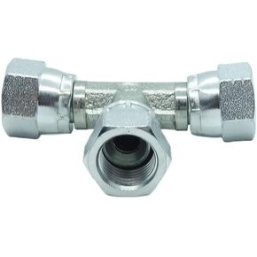 1 Piece Steel Hydraulic Fitting 7/16"-20 SAE x 7/16"-20 SAE Thread, 1/4" Female JIC Swivel x 1/4" Female JIC Swivel Adapter