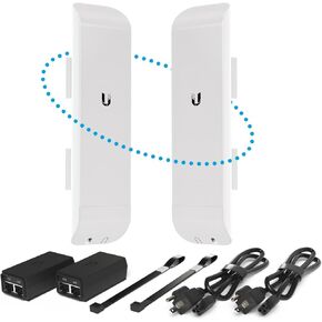 Wireless Bridge NSM5 Pre-Configured Bundle of 2, Ubiquiti airMAX NanoStation M5 Point to Point Wi-Fi Bridge Outdoor, Plug and Play 150+ Mbps, 5 GHz, 15+ km Link Range