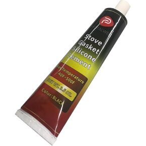 Wood Stove Door Gasket Cement, High Temperature Resistance Adhesive, Silicone Material, Black 3.5 Fl Oz