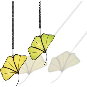 Maple Leaf Suncatcher, Stained Glass Window Hanging, Tiffany Style Leaves Decorations Gifts (Maple Leaf, Set of 4)