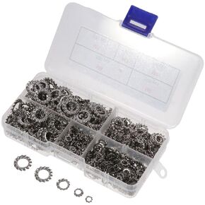 700Pcs 304 Stainless Steel External Tooth Star Lock Washers Assortment Kit, M3 M4 M5 M6 M8