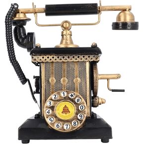 Asixxsix Vintage Telephone Decoration, Resin Retro Phone Model Rotary Dial Phone Landline Decor Desktop Ornament for Home, Office, Bar, Coffee Shop, Window Decoration