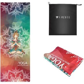 IEADEN 𝐓𝐫𝐚𝐯𝐞𝐥 𝐘𝐨𝐠𝐚 𝐌𝐚𝐭 - Foldable & Lightweight , Eco-Friendly Yoga Mat with Carrying Bag | Non-Slip & Absorbent Suede Mat, Ideal for Yoga, Pilates, Hot Yoga, Workout - 72"L x 26"W x 1.5mm Thick