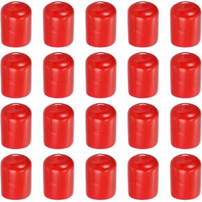 uxcell 20Pcs Rubber End Caps, 16mm/0.63" ID Flexible Rubber Caps, PVC Caps Rubber Screw for Bolts Screw Caps Thread Protectors Tube Screw Bolt, Red