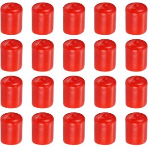 uxcell 20Pcs Rubber End Caps, 16mm/0.63" ID Flexible Rubber Caps, PVC Caps Rubber Screw for Bolts Screw Caps Thread Protectors Tube Screw Bolt, Red