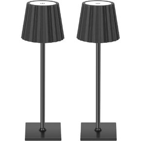 2 Pack Cordless Table Lamp,Rechargeable Table Lamp,5000mAh Battery Operated Portable LED Desk Lamp,3 Colors Stepless Dimming Touch Wireless Lamp for Bedroom,Dining Room,Resturant,Cafe(Black)