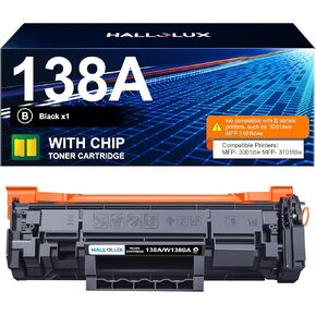 138A Toner Cartridge Black Compatible for HP 138A W1380A Pro 3001dw MFP 3101fdw Printers (138A Black Toner Cartridge with Chip 1 Pack)