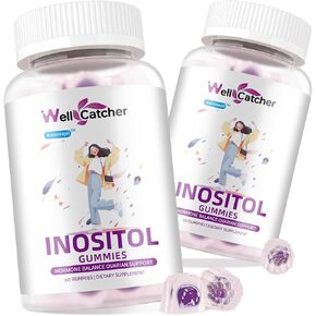 Inositol Gummies Myo-Inositol & D-Chiro Inositol Ideal 40:1 Ratio Inositol Supplement with Omega-3 Vitamin D3 Supports Healthy Ovulation Cycle Regularity Grape Flavor 2 Packs