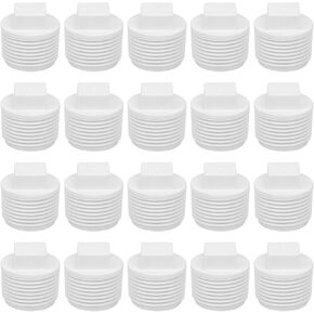 20Pack 1/2 Inch PVC Male Threaded Pipe End Cap SCH40 PVC Pipe Male Thread Plug 1/2" PVC NPT Male End Cap Adaptor, PVC Cleanout End Cap Plug, PVC NPT Male Plug Pipe Fitting for Plumbing Water Line