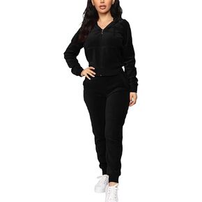 BOGURST Velour Tracksuit Set Womens Sweatshirt Full Zip Hoodie Sweatsuit and Casual Jogger with Pockets