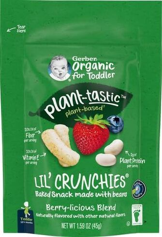Gerber Toddler Food, Organic Lil Crunchies, Plant-tastic, Cheezy Style Broccoli, Toddler Snacks, Baby Food, Baby Snacks, 1.59 Ounce (Pack of 4) in Saudi Arabia