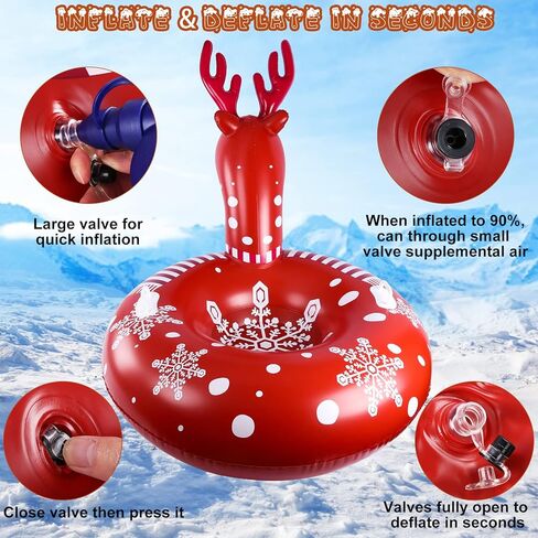 47" Giant Elk and Dinosaur Snow Tube Heavy Duty, Inflatable Snow Tube for Sledding with Sturdy Handles and Hard Bottom, Made of 2 Layers Thickened Material in Kuwait