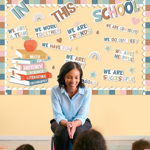 Motivational Bulletin Board Decoration Set Classroom Affirmation Station Bulletin Board in This School Classroom Cutouts for Elementary School Bulletin Board Home Wall Door Supplies in Saudi Arabia