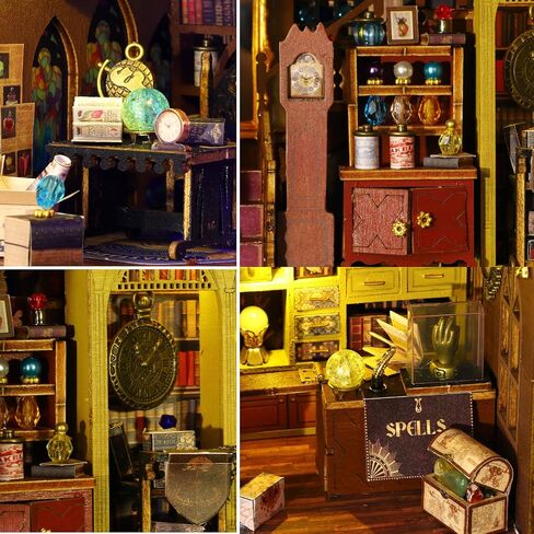 Miniature House Kit DIY Mini House Building Kit with LED Light, DIY Mini Dollhouse with Furniture Tiny Room Kit, 3D Wooden Puzzle Hobby Wooden Craft Diorama Gift for Adults (Holo Magic City) in Saudi Arabia