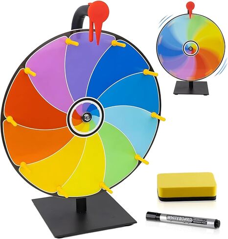 10 Slots Prize Wheel of Fortune Game, 12 Inch Spinning Wheel for Rotating, Spin the Wheel with Marker Pen and Eraser, Suitable for Carnival Games & Party Games, Casino Games, Home Parties, Tradeshow in Saudi Arabia
