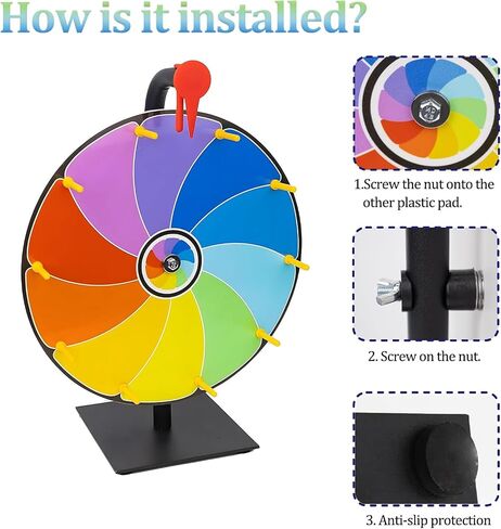 10 Slots Prize Wheel of Fortune Game, 12 Inch Spinning Wheel for Rotating, Spin the Wheel with Marker Pen and Eraser, Suitable for Carnival Games & Party Games, Casino Games, Home Parties, Tradeshow in Saudi Arabia