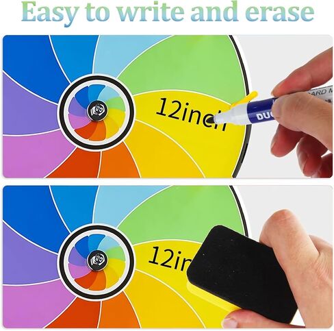 10 Slots Prize Wheel of Fortune Game, 12 Inch Spinning Wheel for Rotating, Spin the Wheel with Marker Pen and Eraser, Suitable for Carnival Games & Party Games, Casino Games, Home Parties, Tradeshow in Saudi Arabia