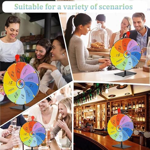 10 Slots Prize Wheel of Fortune Game, 12 Inch Spinning Wheel for Rotating, Spin the Wheel with Marker Pen and Eraser, Suitable for Carnival Games & Party Games, Casino Games, Home Parties, Tradeshow in Saudi Arabia