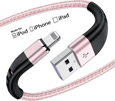 شاحن iPhone قصير مكون من عبوتين بطول 1 قدم، كابل Lightning معتمد من Apple MFi، كابل شحن مجدول من النايلون القوي بطول 1 قدم، سلك iPhone سريع USB لهاتف Apple iPhone 14/13/12/11/X/XS/XR/8/iPad Mini Air (رمادي) in Kuwait