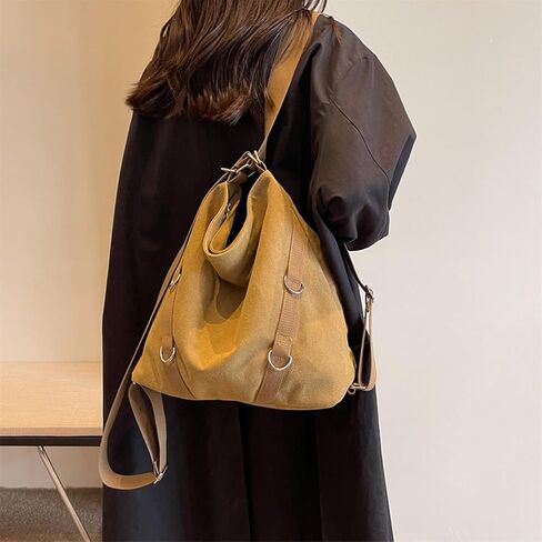 Tote Bag for Women,Canvas Tote Bag with Zipper, Retro Large Capacity Casual Shoulder Handbags with Inner Pockets in Saudi Arabia